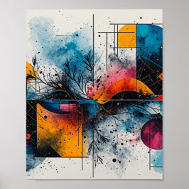 Poster Belle peinture à l'eau avec flottant