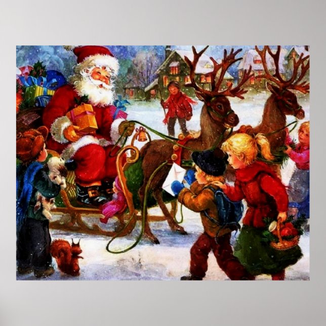Poster Belle peinture de Noël Vintage (Devant)