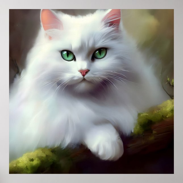 Poster Belle peinture Fluffy Cat (Devant)