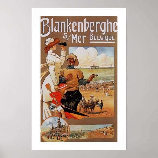 Poster Belle période estivale plage Voyage Blankenberge (Devant)