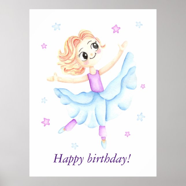 Poster Belle petite fille de gingembre ballerine (Devant)