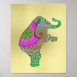 Poster Belle photo décorée d'éléphant indien