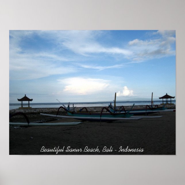 Poster Belle plage de Sanur, Bali - Indonésie (Devant)