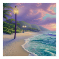 Belle Plage Océan Vagues Nuages de nuit