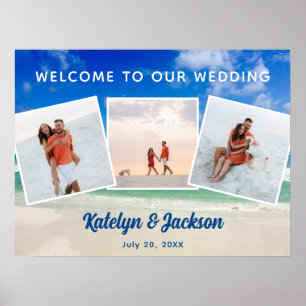 Poster Belle plage Photo Collage Mariage Bienvenue