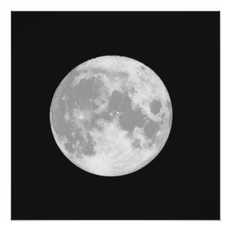 Poster Belle Pleine lune sur Noir