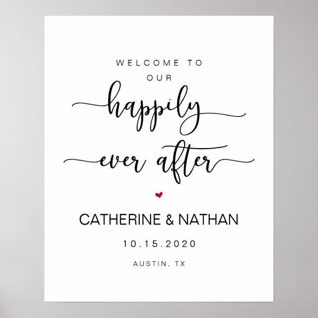 Poster Belle police moderne noire, Bienvenue au mariage (Devant)