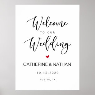 Poster Belle police moderne noire, Mariage Bienvenue