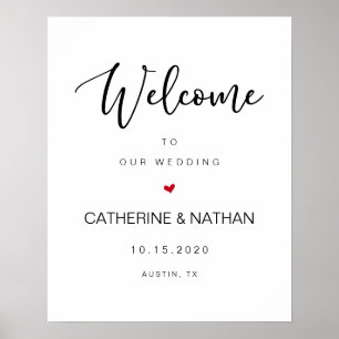 Poster Belle police moderne noire, Mariage Bienvenue
