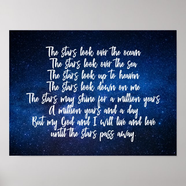 Poster Belle prière chrétienne Stars Night Sky Poem (Devant)