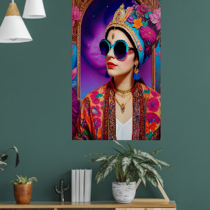 Poster Belle princesse avec lunettes de soleil