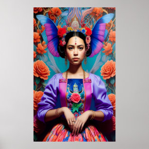 Poster Belle princesse avec robe florale