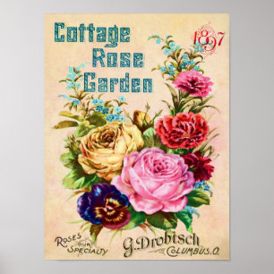 Poster Belle publicité pour le catalogue de fleurs Vintag