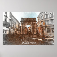 Belle Pula Croatie Ville Peinture