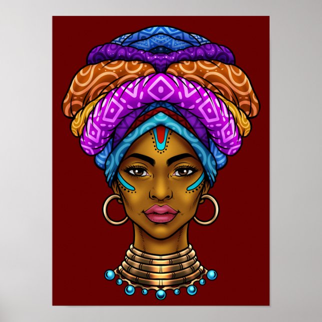 Poster Belle reine africaine (Devant)