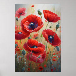 Poster Belle Romantique Fleurs de Pavot Fleurs de fleurs