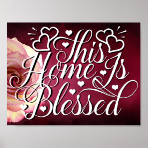 Poster Belle Rose Blanche - Cette Maison Est Bénie