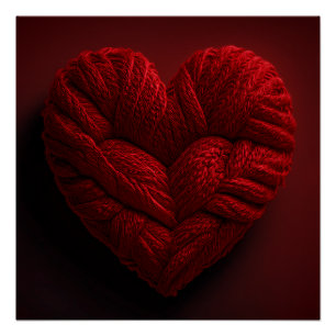 Poster Belle Saint-Valentin Cœur Réalisé en fil rouge