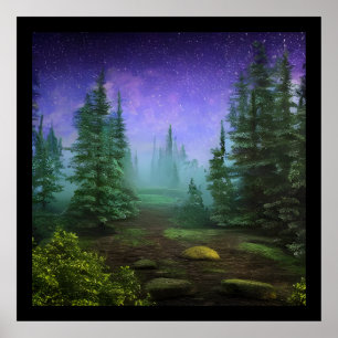 Poster Belle scène de nature au clair de lune