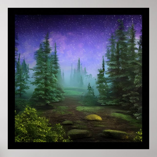 Poster Belle scène de nature au clair de lune (Devant)