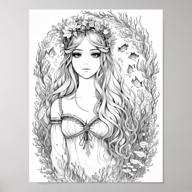 Poster Belle Sirène Couleur Adulte (Devant)