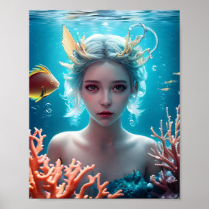 Poster Belle Sirène Sous L'Eau