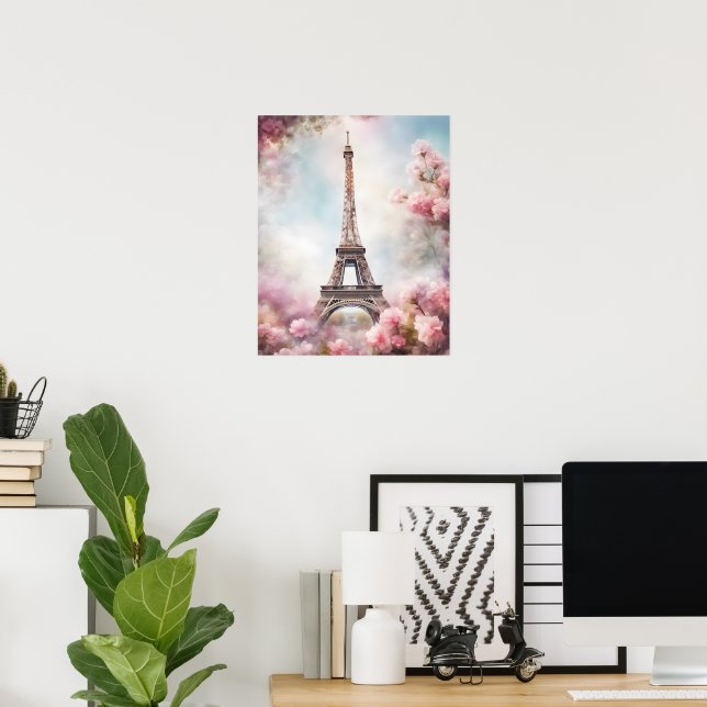 Poster Belle Tour Eiffel romantique Paris (Bureau à domicile)
