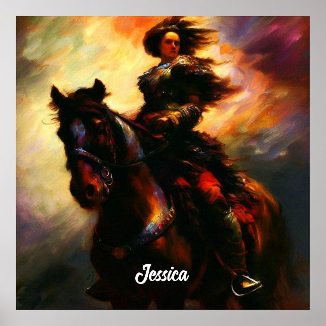 Poster Belle Valkyrie à cheval (Devant)