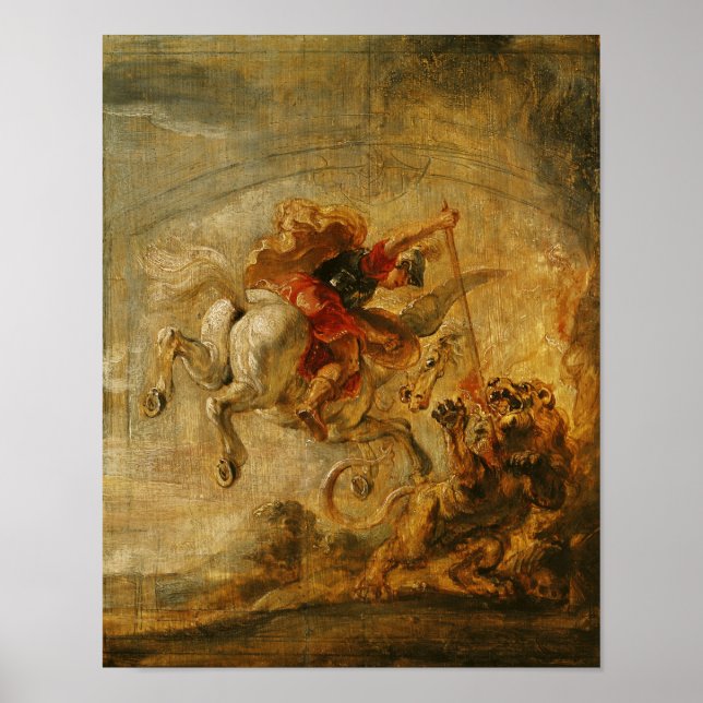 Poster Bellerophon Riding Pegasus Combattre la Chimera (Devant)