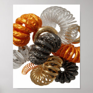Poster Belles attaches pour cheveux ORANGE ET OR ARGENTÉ