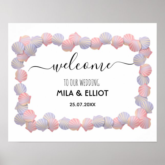 Poster Belles coquilles salées de la mer (Devant)