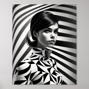 Poster Belles femmes noires et blanches Art.Portrait