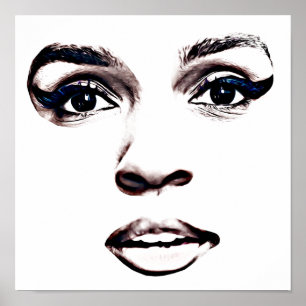 Poster Belles femmes noires visage lèvres yeux art