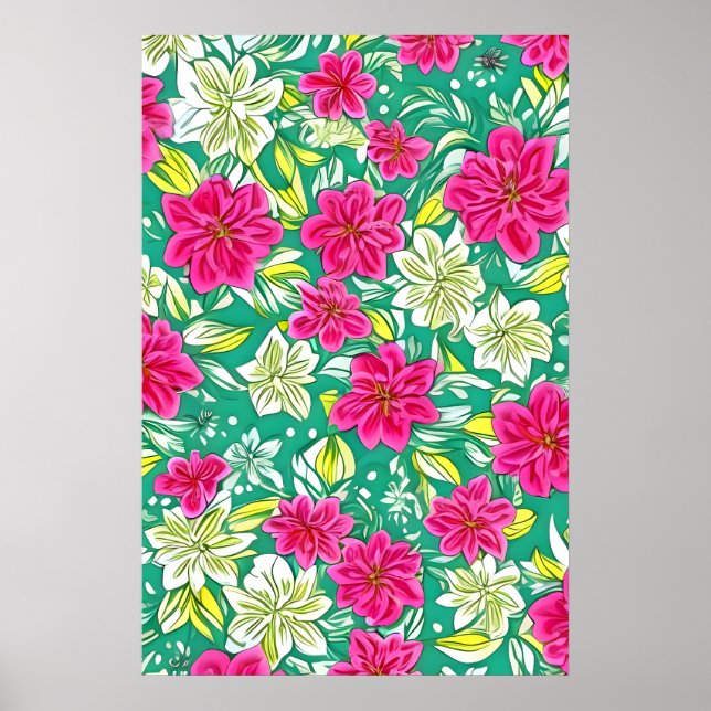 Poster Belles fleurs de lys violet et blanc (Devant)