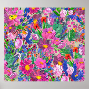 Poster Belles fleurs : papier peint Fleur sauvage aquarel