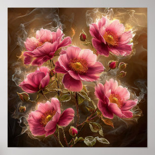 Poster Belles fleurs rose vif