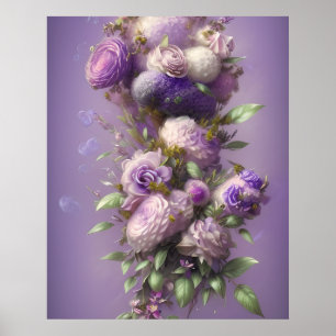 Poster Belles fleurs violettes violettes rose lilas