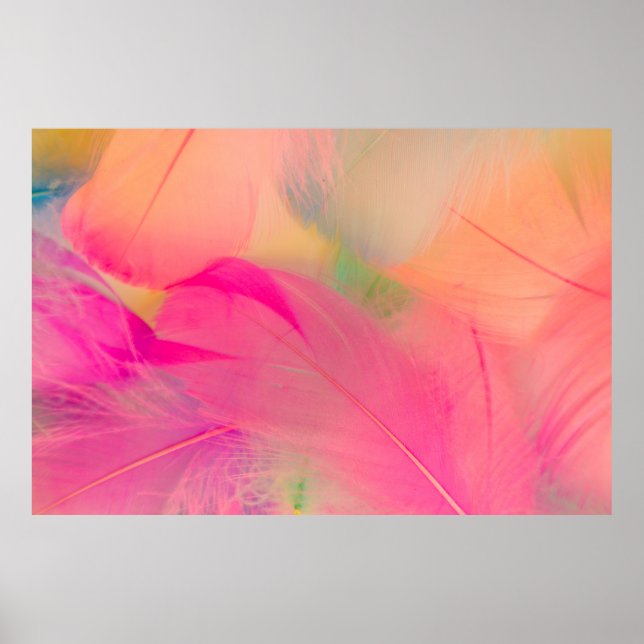 Poster Belles plumes abstraites violettes et bleues sur l (Devant)