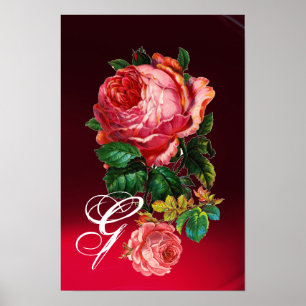POSTER BELLES ROSES PINK MONOGRAMME