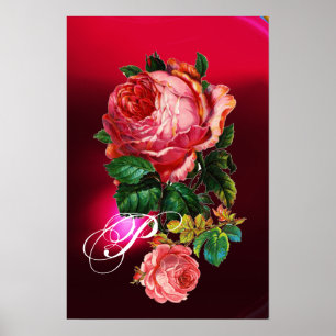 POSTER BELLES ROSES ROSES MONOGRAMME