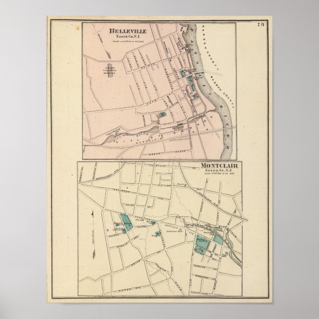 Poster Belleville, Montclair, NJ (Devant)