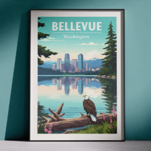 Poster Bellevue Washington vintage