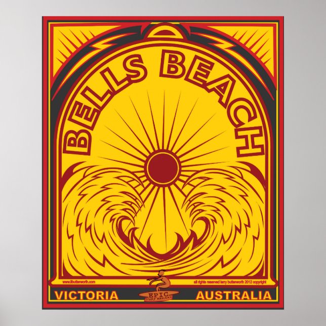 POSTER BELLS BEACH VICTORIA AUSTRALIA SURFBREAK SURF (Devant)
