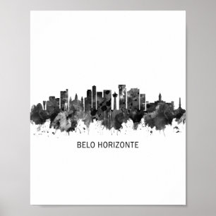 Poster Belo Horizonte Brésil Skyline BW