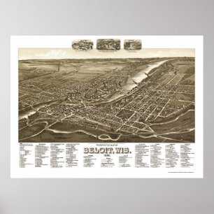 Poster Beloit, WI Carte panoramique - 1890
