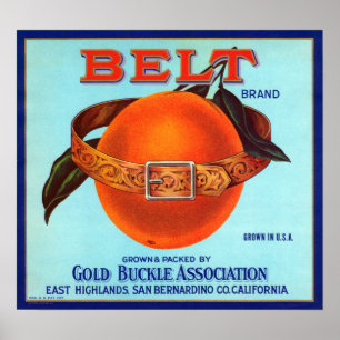 Poster Belt Brand California Oranges