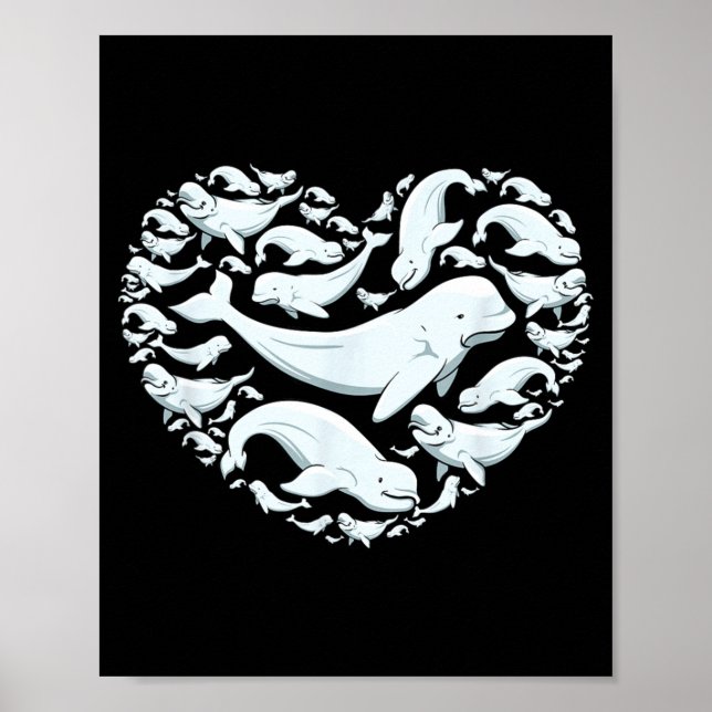 Poster Beluga Whales Valentine Days For Kids Boy Girl Men (Devant)
