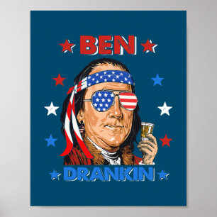 Poster Ben Drankin 4 juillet Benjamin Franklin Men