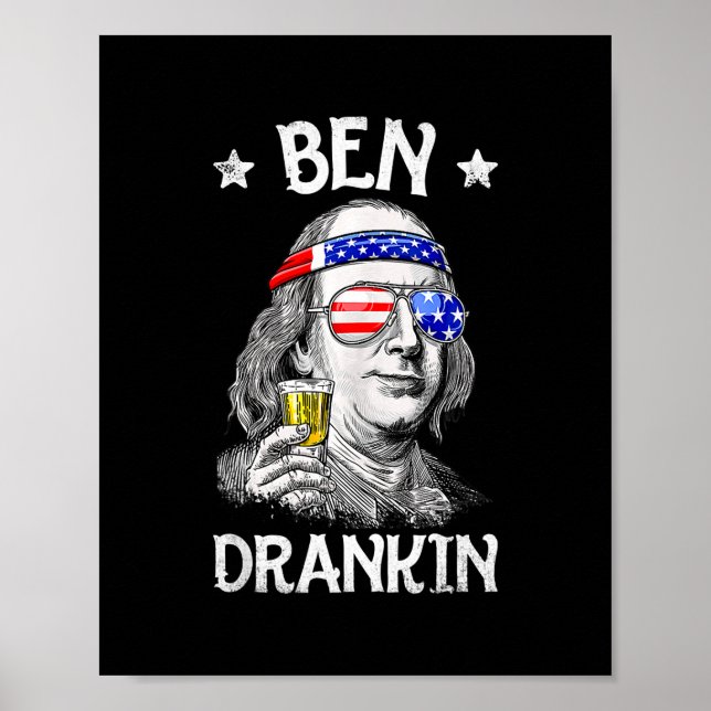 Poster Ben Drankin 4 juillet Funny Benjamin Franklin (Devant)