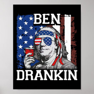 Poster Ben Drankin drôle du 4 juillet Drapeau américain H